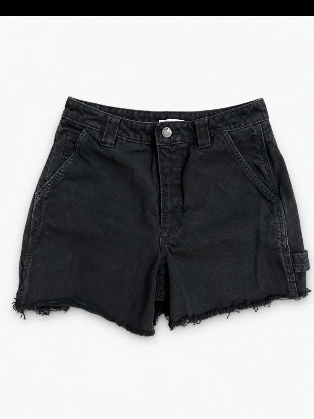 TNA Aritzia Black Denim Cutoff Shorts Size 2 High Rise Frayed Hem